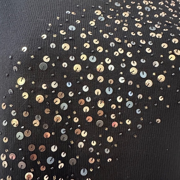 Joan Leslie Women’s Size Small Black Sequin Embellished Top Knit Material - Picture 2 of 8